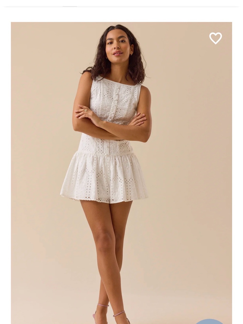 Altar'd State White Eyelet Fit-and-Flare Mini Dress/Romper - Picture 3 of 4
